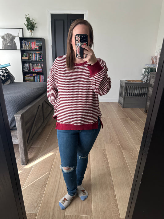 Maroon Striped Sweater