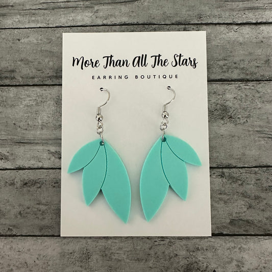 Aqua Split Leaf Earrings