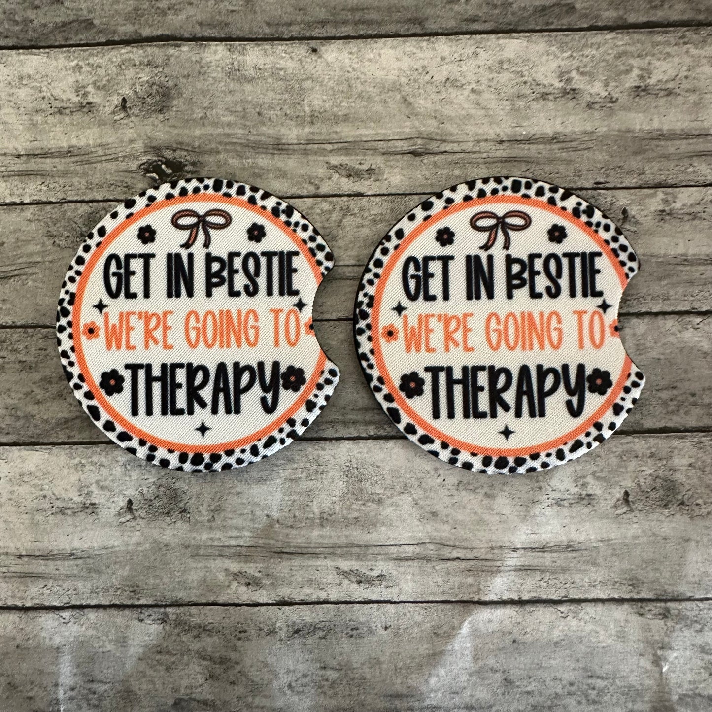 Get In Bestie Neoprene Car Coaster