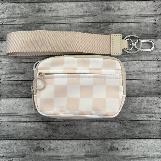 Beige Check Wristlet Wallet