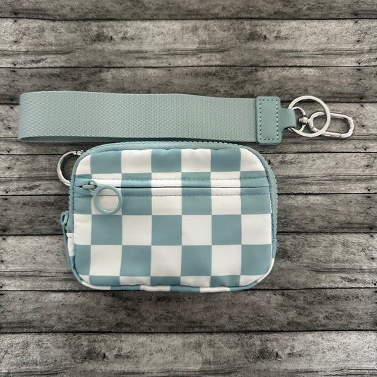 Blue Check Wristlet Wallet