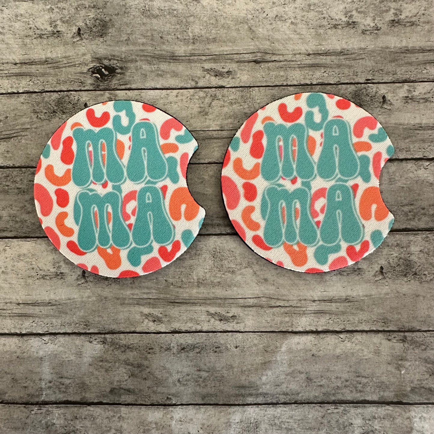 Bright Leopard Mama Neoprene Car Coaster
