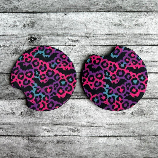 Leopard Bats Neoprene Car Coaster