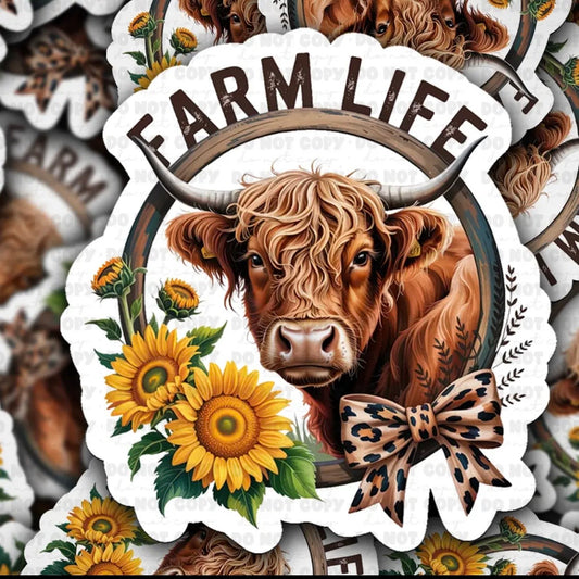Farm Life Highland Cow Sticker