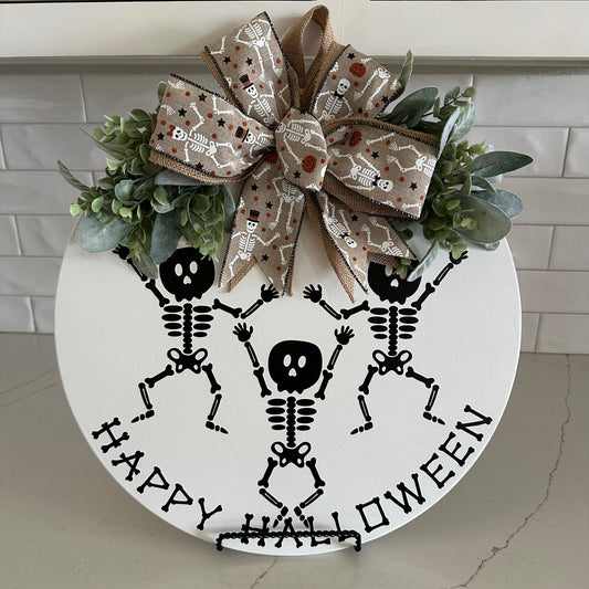Happy Halloween Skeleton Door Hanger