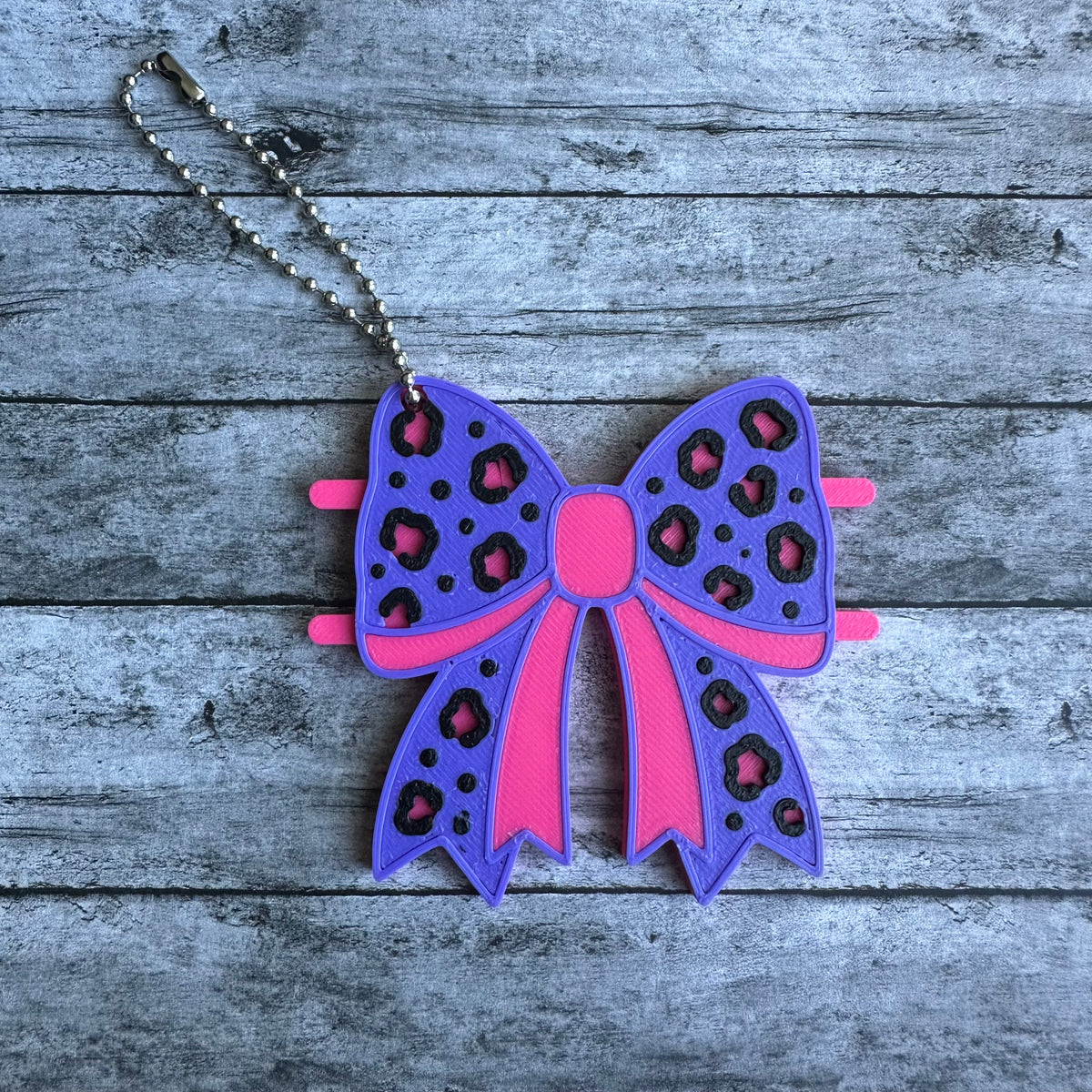 Leopard Bow Keychain Hair Tie Holder