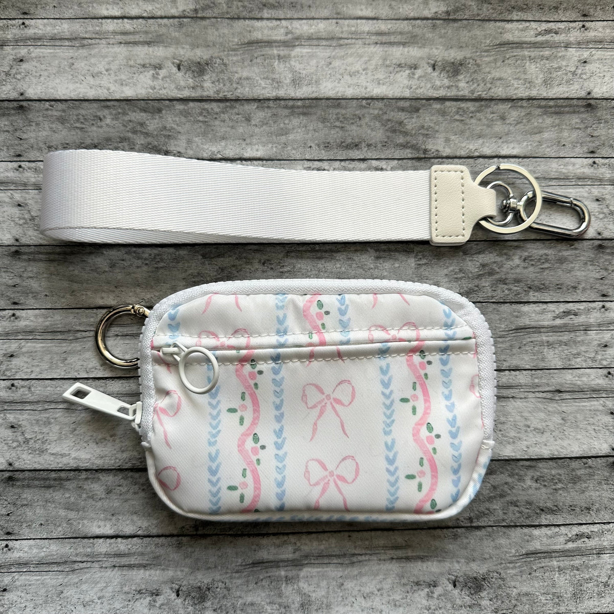 Pink Bow And Floral Wristlet Wallet