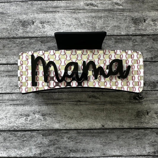 Baseball Mama Claw Clip