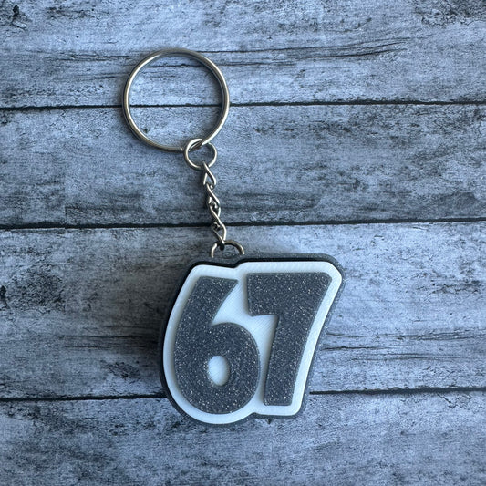 67 Keychain Clicker Dark Grey Sparkle