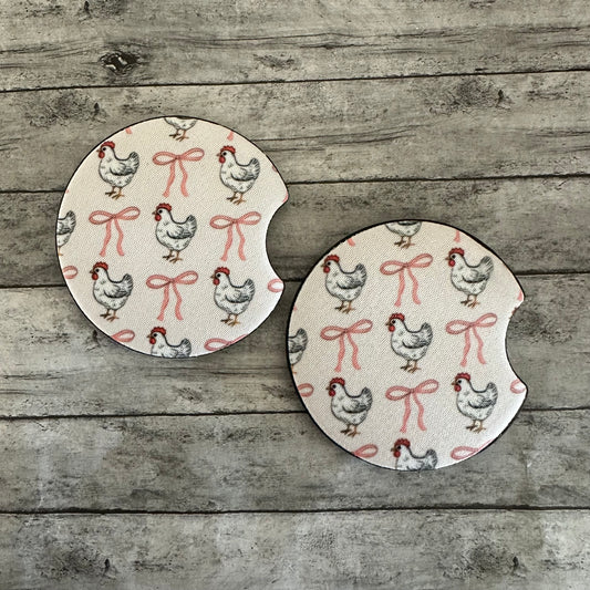 Chicken Neoprene Car Coaster