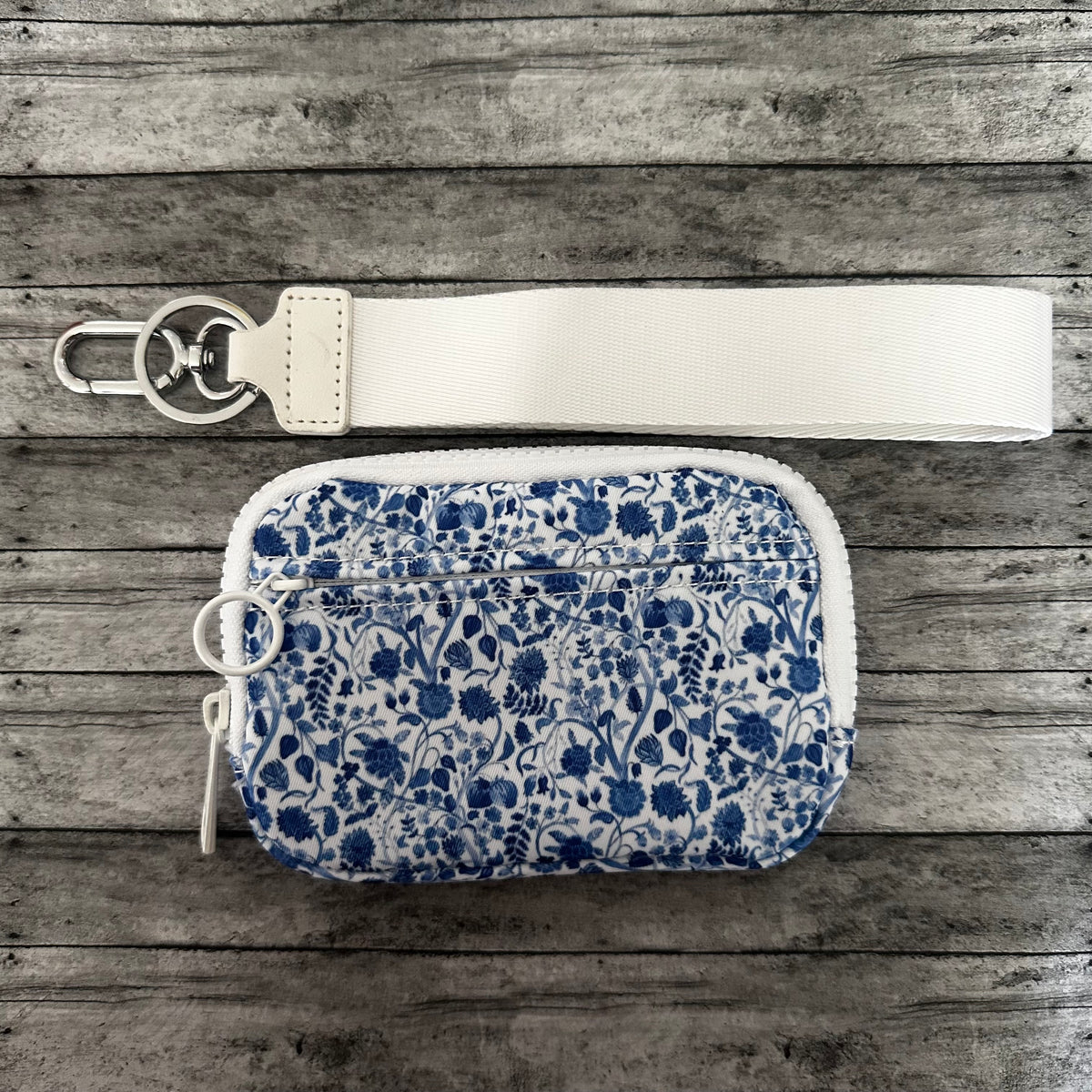 Blue Floral Wristlet Wallet