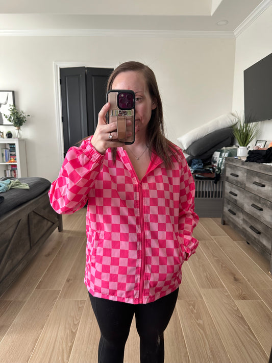 Pink Checkered Windbreaker (Adult And Youth)