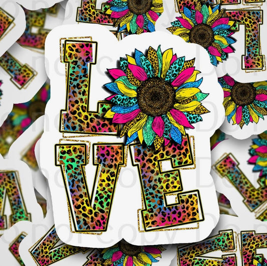 Rainbow Leopard Sunflower Love Sticker