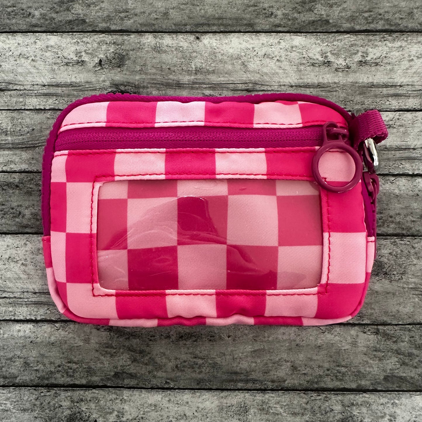 Hot Pink Check Wristlet Wallet