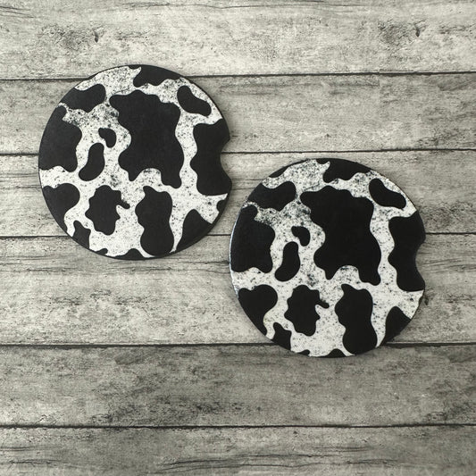 Cow Print Neoprene Car Coaster