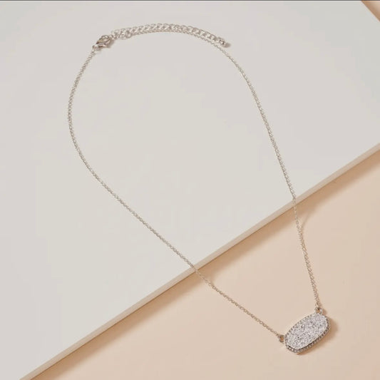 Silver Druzy Necklace