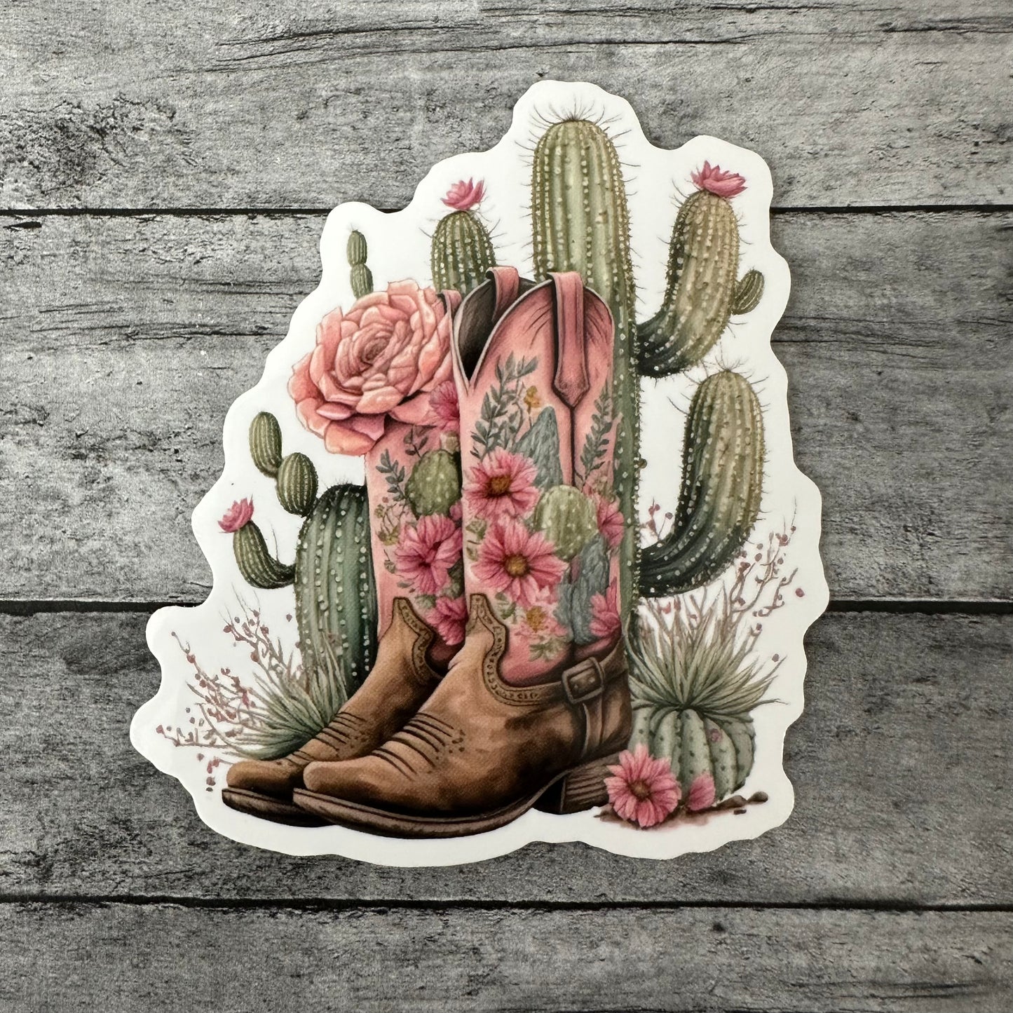 Cactus Cowgirl Boot Stickers