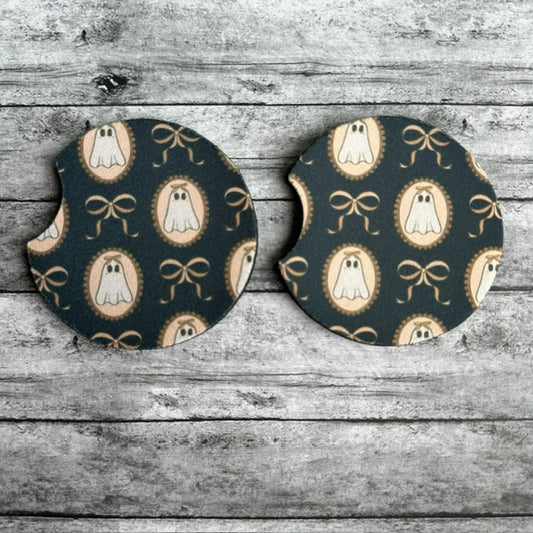 Ghost And Bows Neoprene Car Coaster