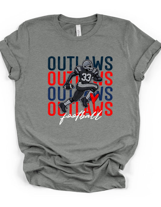 Rhinestone Outlaw Football T-Shirt