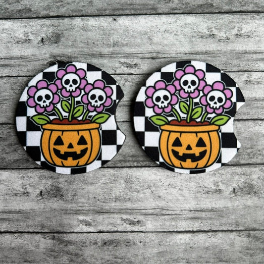 Skull Flowers Neoprene Car Coaster
