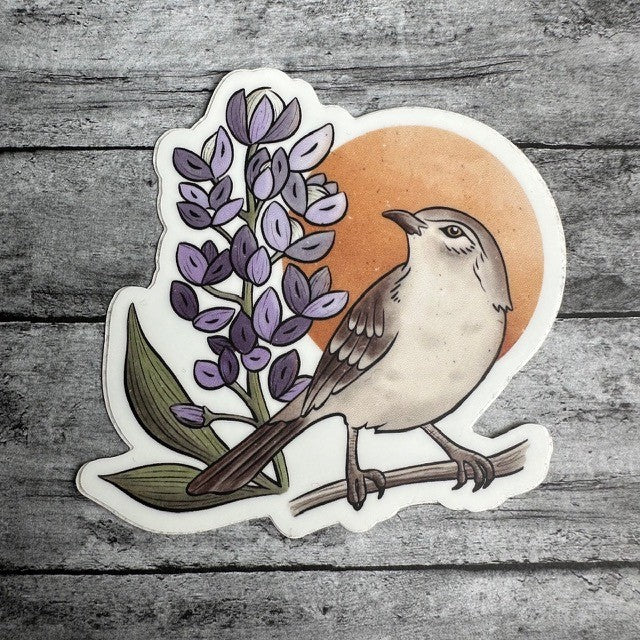 Texas Bluebonnet & State Bird Sticker