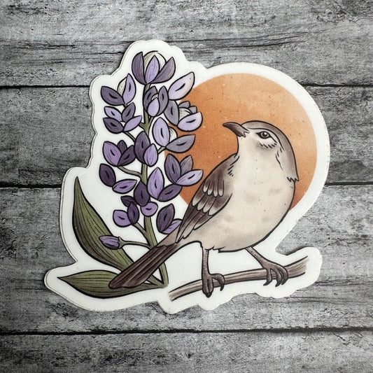 Texas Bluebonnet & State Bird Sticker