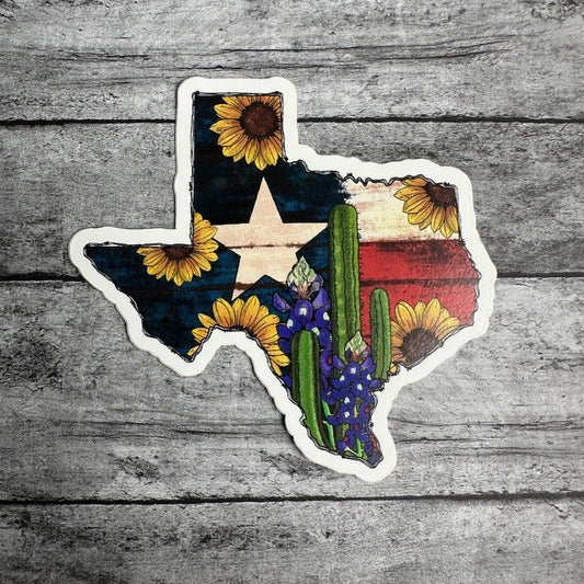 Texas With Texas Flag Sticker