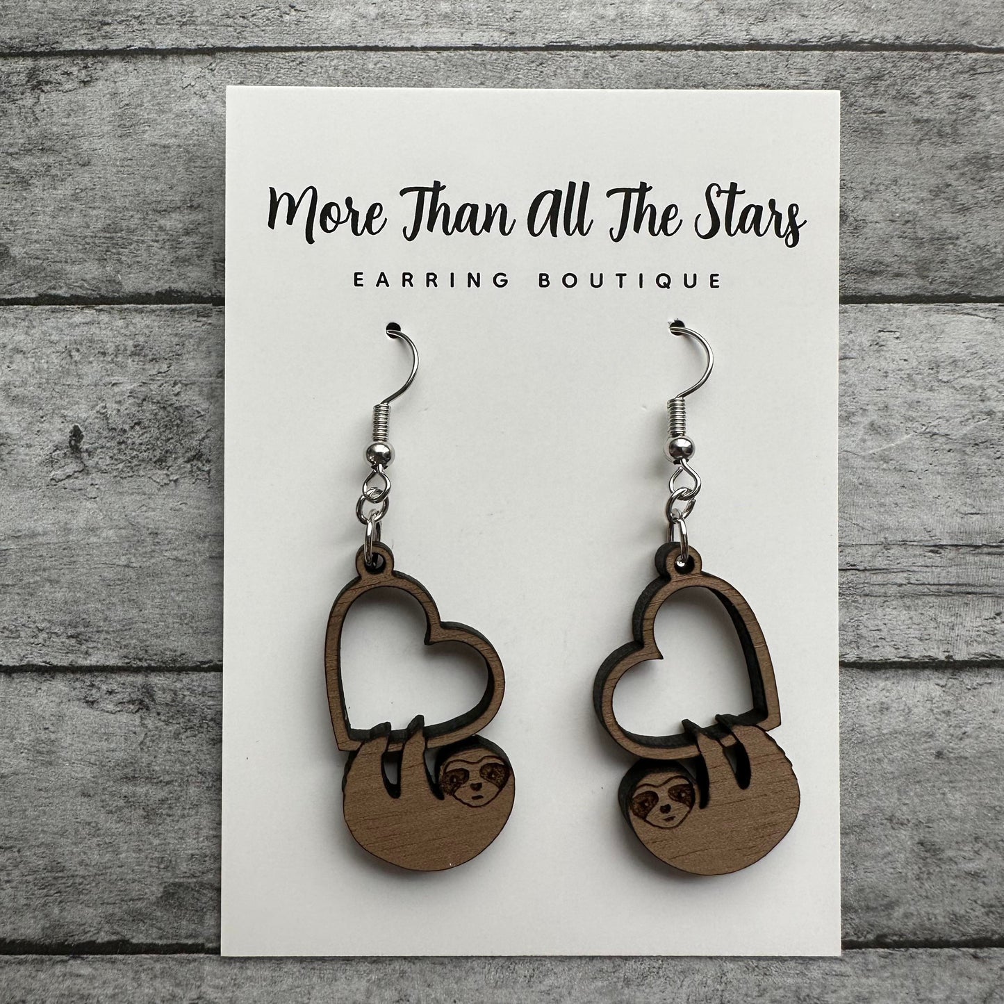 Sloth Heart Earrings