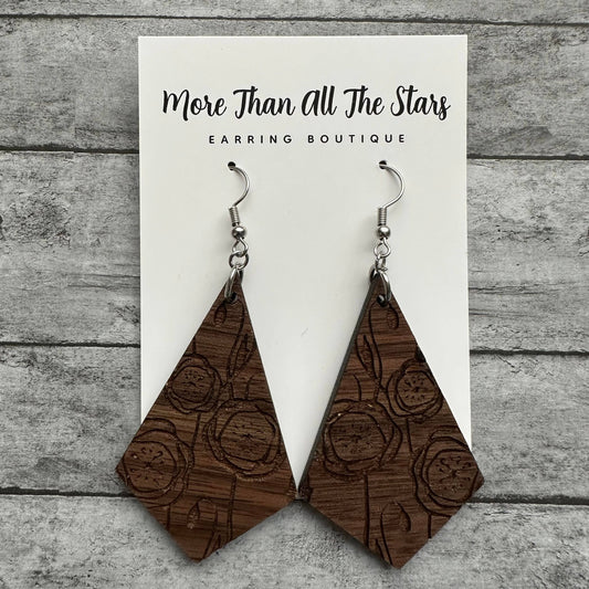 Wood Floral Earrings